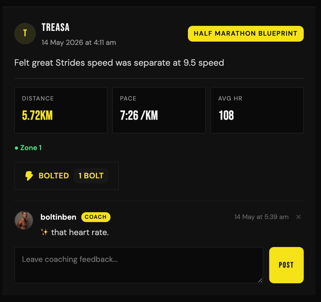 Real run with coach feedback
